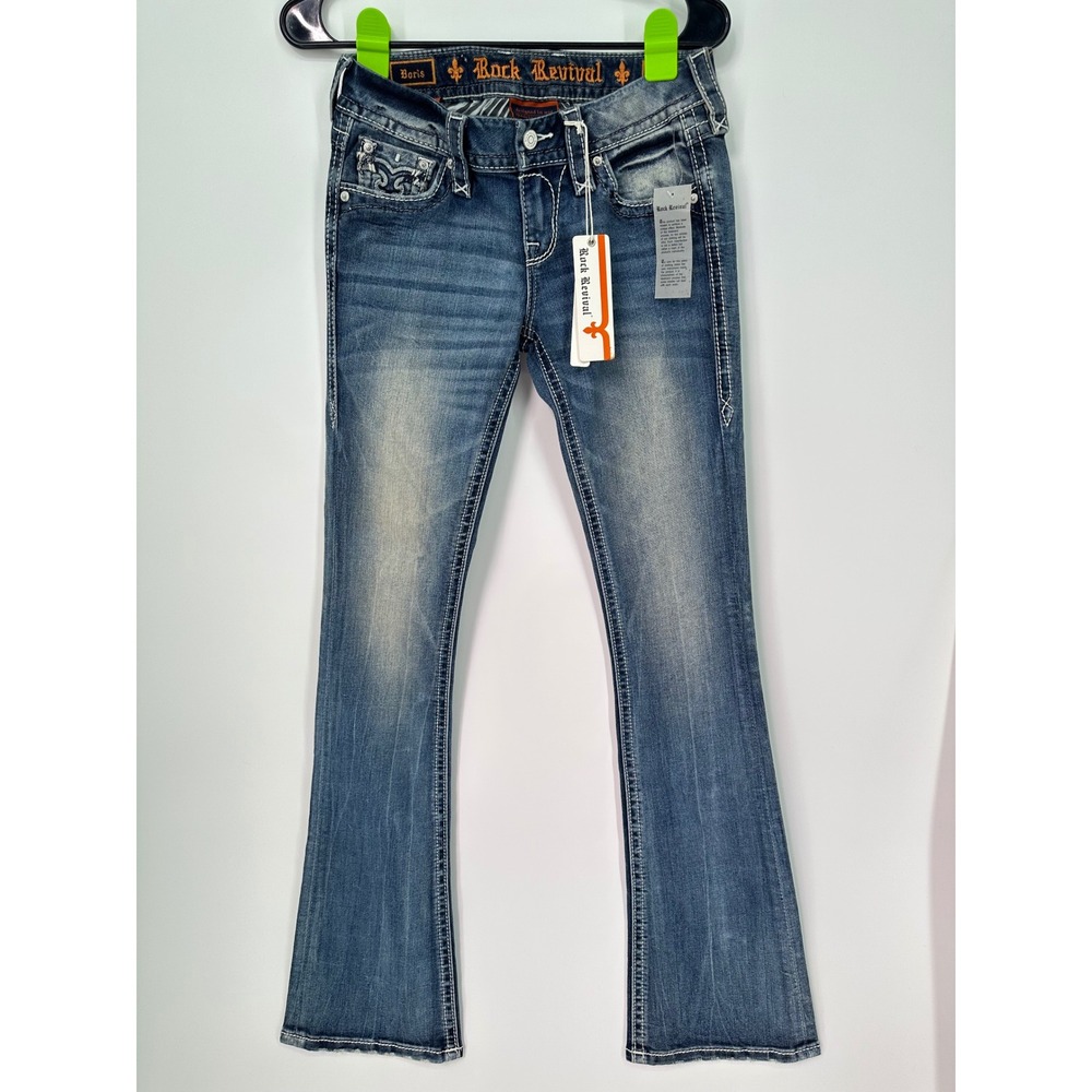 Rock Revival Boris Women's Jeans Size 25 Bootcut Flare Distressed NWT 0328